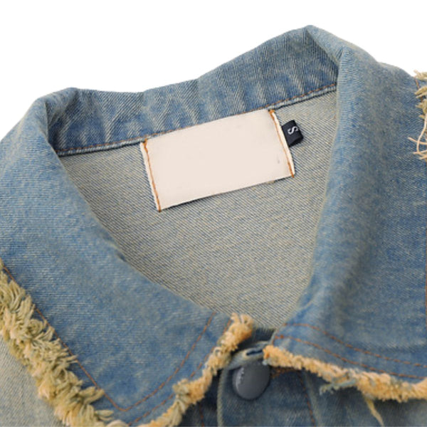 Vintage Frayed Designer Denim Jacket
