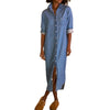 Denim Loose Fit Button-Up Maxi Shirtdress