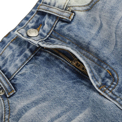 Vintage Light Wash Wide Leg Jeans with Whiskered Fade