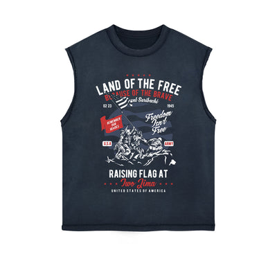 Land Of The Free Graphic Sleeveless Faded Tee-INNBLAC