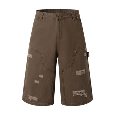 Vintage Washed Distressed Utility Bermuda Shorts