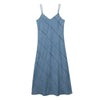 Diagonal Stitching Denim Spaghetti Strap Dress