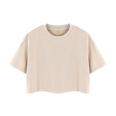 Snowflake Washed Boxy Cropped Cotton Tee 2026