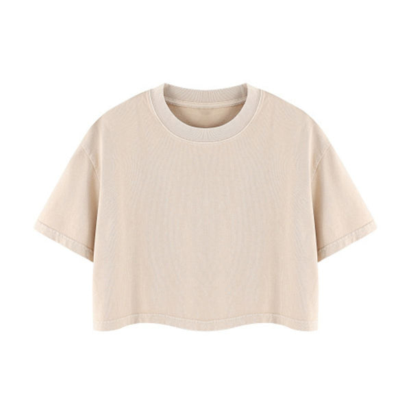 Snowflake Washed Boxy Cropped Cotton Tee 2026