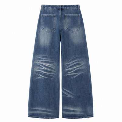 Vintage Slub Wash Barrel Leg Denim Jeans