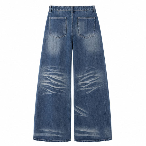 Vintage Slub Wash Barrel Leg Denim Jeans