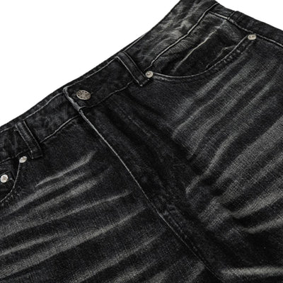 Gradient Cat Whisker Heavy-Wash Baggy Wide-Leg Jeans