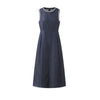 Sleeveless Embroidered Trim Denim Midi Dress