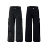 Washed Vintage Distressed High Waist Relaxed Wide Leg Draped Pants