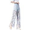 Rhinestones & Sequins Cut-Out Wide-Leg Jeans