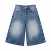 Vintage Fade Wide Leg Denim Shorts