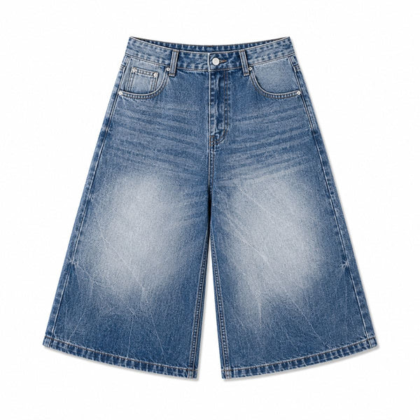 Vintage Fade Wide Leg Denim Shorts