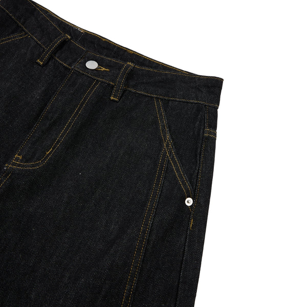 Washed Contrast-Stitch Baggy Relaxed Carpenter Denim Pants