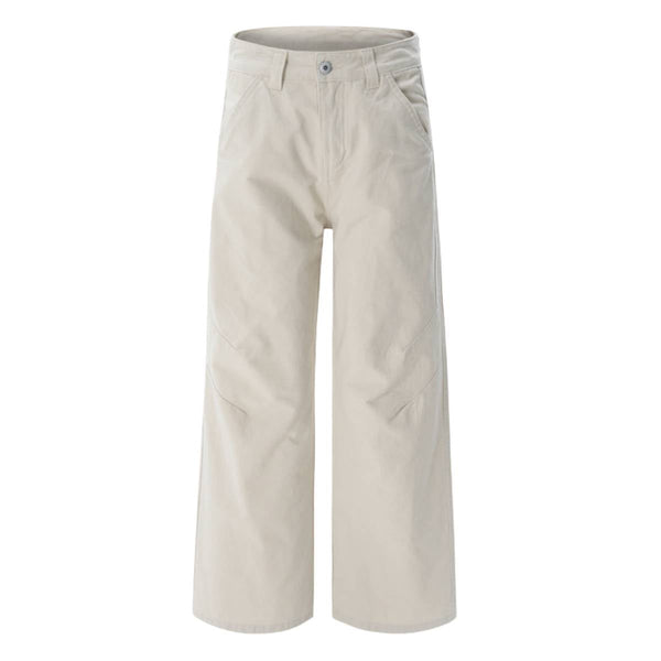Vintage Washed High-Waist Relaxed Straight Wide-Leg Trousers