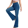 Crossover Waist Knit Denim Bootcut Pants