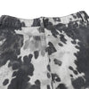 Washed Ink Dye Cow Print Cargo Pocket Relaxed Wide-Leg Bermuda Denim Shorts