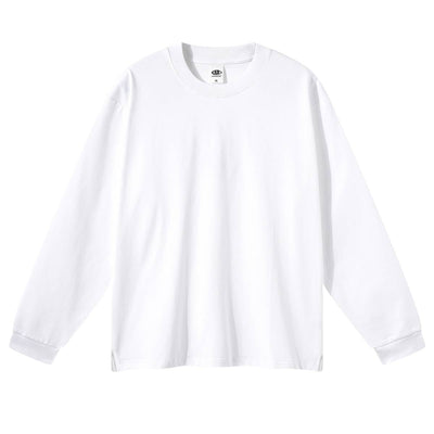 Solid Loose Fit Side Split Hem Long Sleeve T-Shirt