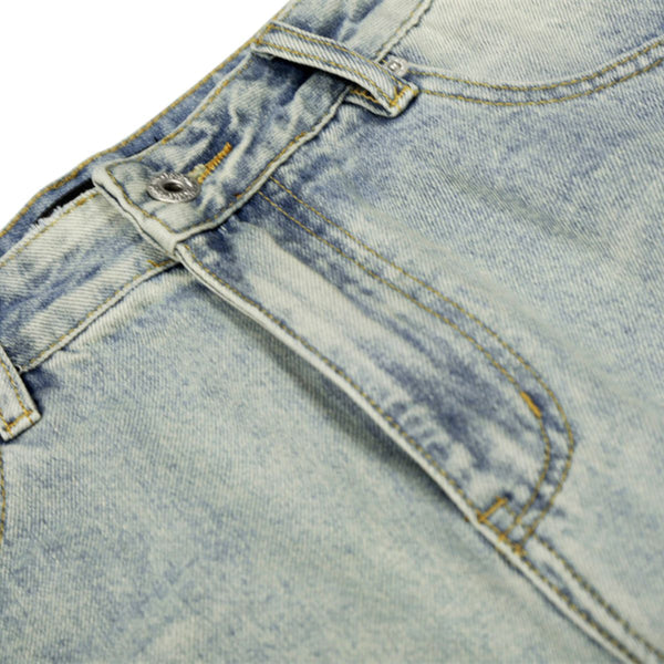 Men's Heavy-Washed Distressed Loose Straight-Leg Denim Pants