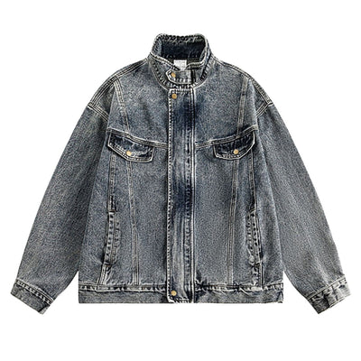 Stand-up Collar American Vintage Denim Jacket