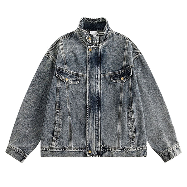 Stand-up Collar American Vintage Denim Jacket