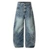 Vintage Embroidered Barrel-Leg Denim Jeans