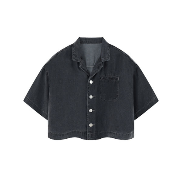 Washed Cotton Button Collar Tee 310G