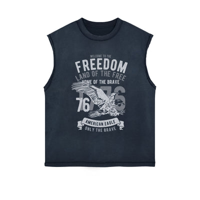 Eagle Retro Graphic Sleeveless Faded Tee-INNBLAC