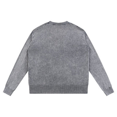 Vintage Snow Wash Relaxed Fit Cotton Knit Sweater
