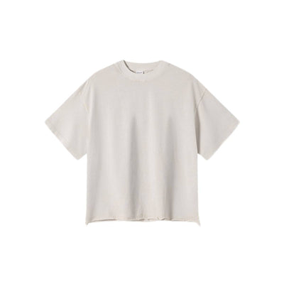 Distressed Raw Hem Boxy Cotton T-Shirt