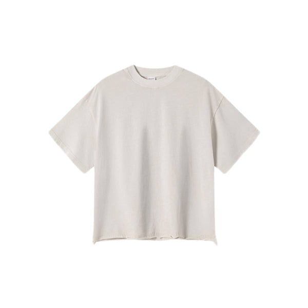 Distressed Raw Hem Boxy Cotton T-Shirt
