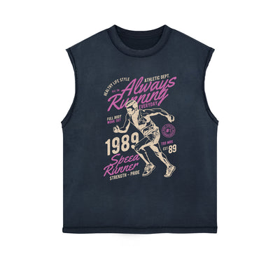 Always Running Graphic Sleeveless Faded Tee-INNBLAC
