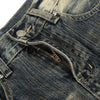Men's Washed Faded Wide Leg Curved Denim Pants Distressed Punk