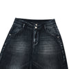 Double-Button Whiskered Wide-Leg Denim Shorts