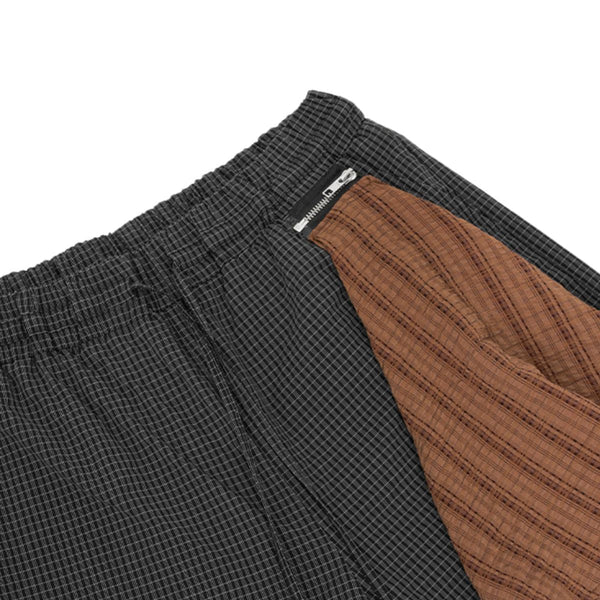 Striped Check Patchwork Relaxed Wide-Leg Lounge Pants