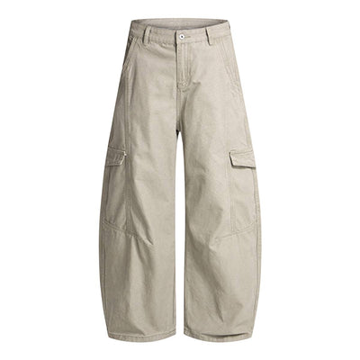 Minimal Washed Solid Wide Leg Barrel Pants