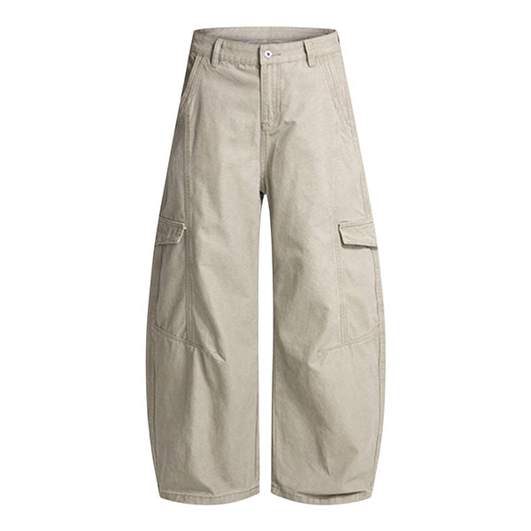 Minimal Washed Solid Wide Leg Barrel Pants