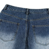 Deep Blue Washed Cat Whisker A-Line Straight Baggy Denim Jeans