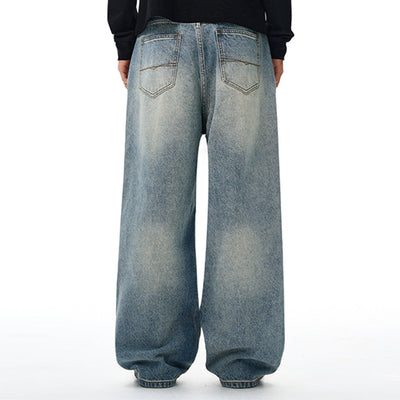 Vintage Washed Wide Leg Relaxed Fit Jeans