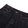 Deconstructed Embroidered Raw Denim Bermuda Shorts