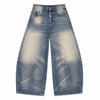 Washed Vintage Curved Leg Loose Fit Denim Jeans