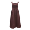 Square Neck Flared A-Line Denim Midi Dress