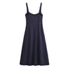 A-Line Strappy Denim Midi Dress