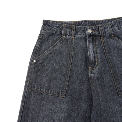 Vintage Washed Slub Distressed Baggy Denim Pants
