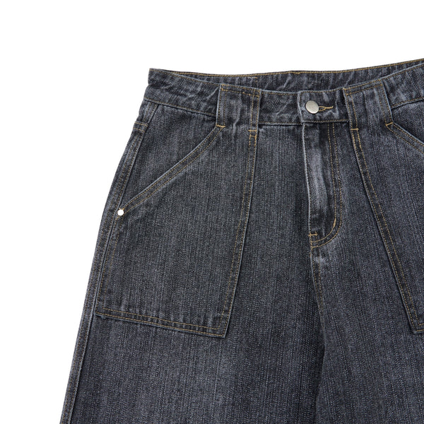 Vintage Washed Slub Distressed Baggy Denim Pants