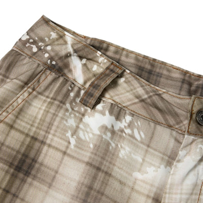 Vintage Plaid Curved-Cut Cropped Pants