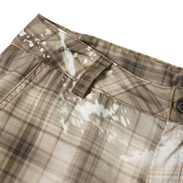 Vintage Plaid Curved-Cut Cropped Pants