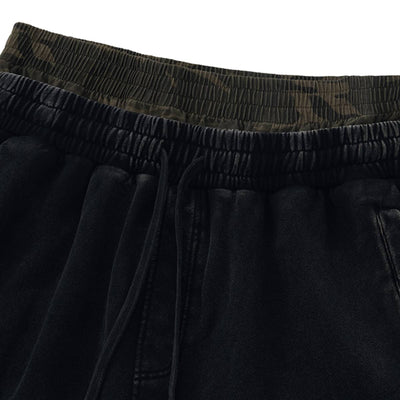 Vintage Camo Double Waist Distressed Shorts