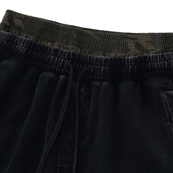 Vintage Camo Double Waist Distressed Shorts