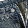 Laser Print Vintage Curved Denim Wide Leg Jeans