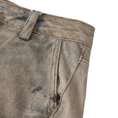 Muddy Wash Denim Texture Loose-Fit Jeans